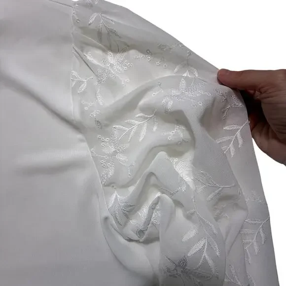 Soft Surroundings Lorenza White Embroidered Puff Sleeve Blouse Women’s XL - Picture 9 of 12